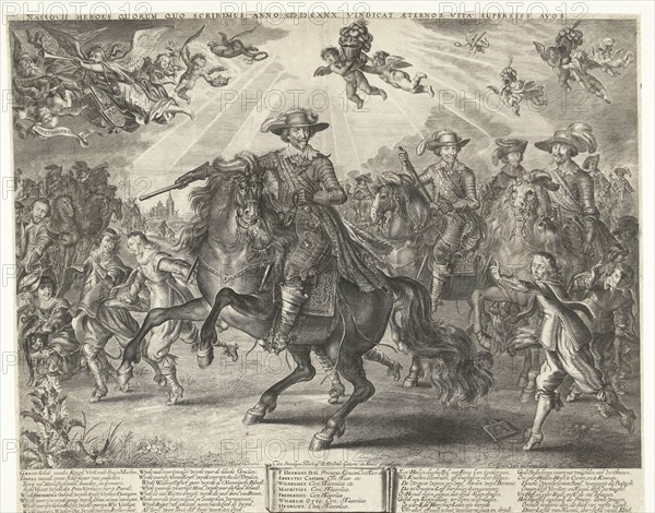 Allegory Frederick Henry after the conquest of Den Bosch, Wesel and Grol, 1629-1630, Crispijn van den Queborn, Adriaen Pietersz. van de Venne, Staten-Generaal, 1630