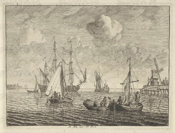 View of the IJ, The Netherlands, Adam Silo, 1689 - 1760