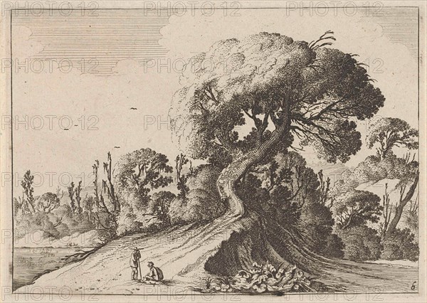 Two men for a large tree, print maker: Gillis van Scheyndel I, Cornelis Danckerts I possibly, 1631 - 1656