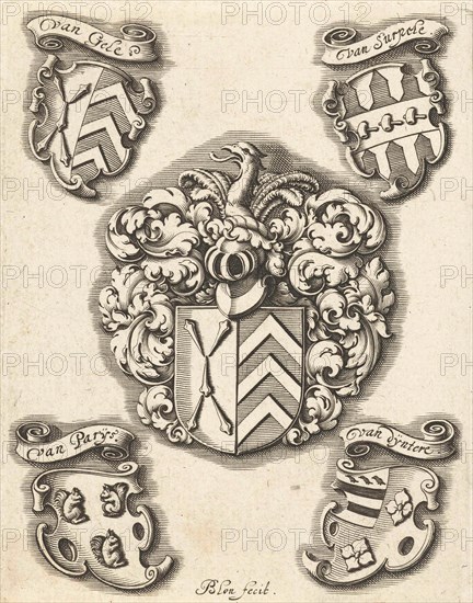 Coat of arms of the family Van Gele, Michiel le Blon, c. 1611 - c. 1625