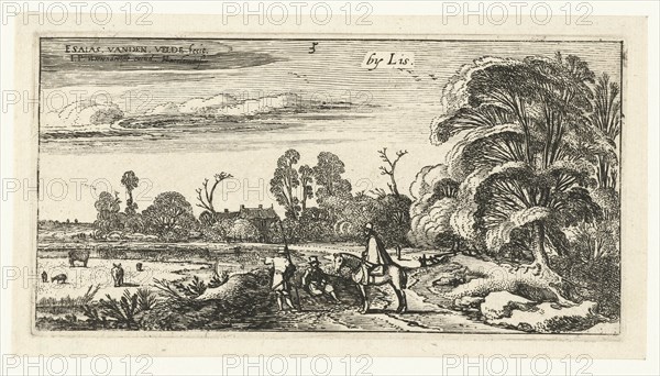 Horseman and walkers on a road near Lisse, The Netherlands, Esaias van de Velde, 1615 - 1616