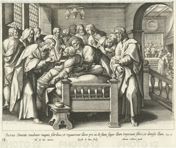 Healing the mother of Peter, Jacques de Bie, Adriaen Collaert, 1598 - 1618