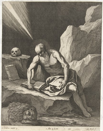 Jerome in a cave, Quirin Boel, David Teniers (II), in or after 1673 - 1700