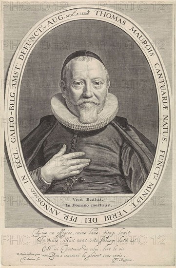 Portrait of Thomas Maurois, print maker: Theodor Matham, David Baudringien, F. Bassecour, 1646 - 1676