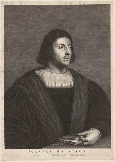 Portrait of Giovanni Boccaccio, Cornelis van Dalen (II), Abraham Bloteling, 1648 - 1664