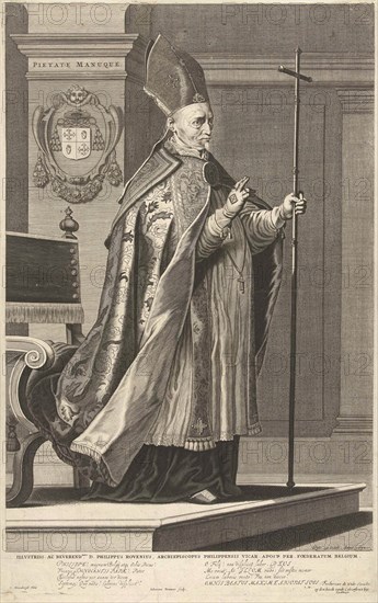Portrait of Archbishop Philip of Rouveen, Jan Brouwer, Monogrammist LM (schrijver), Frederik de Wit, in or after 1651 - c. 1706