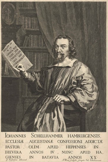 Portrait of John Schellhammer at the age of 51, Hendrik Bary, Joh. Schelneccers, 1657