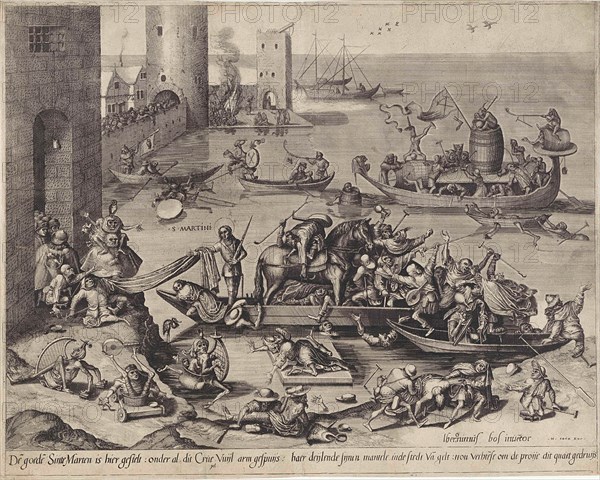 H Martinus on board a Narrenschip, Anonymous, Hieronymus Cock, 1548 - 1570