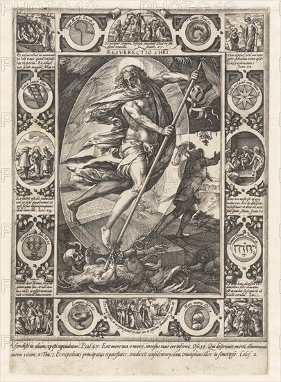 The Resurrection of Christ, print maker: Hendrick Goltzius, Philips Galle possibly, 1578