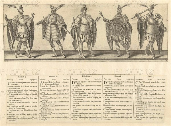 Digging Dirk II Aarnout III, IV Dirk, Dirk V and VI Floris, Hendrick Goltzius, Willem Thibaut, Claes Jansz. Visscher (II), 1584 - 1585