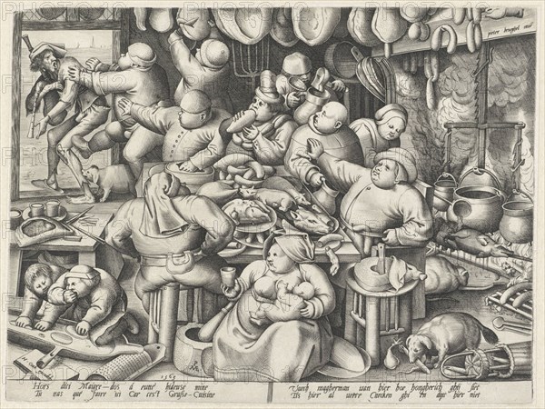 Kitchen, Pieter van der Heyden, Hieronymus Cock, 1563