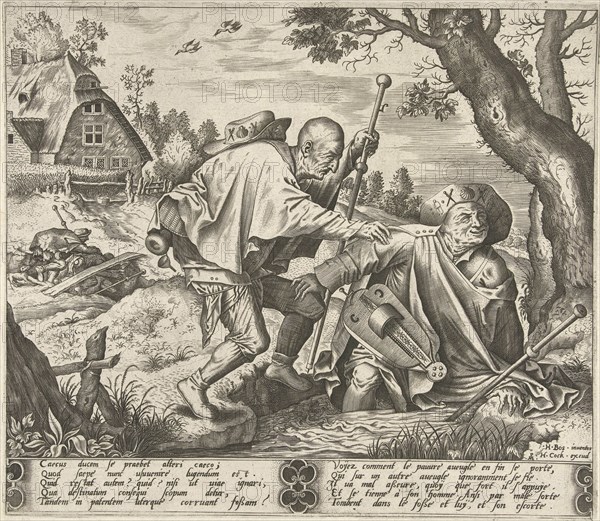 Parable of the two blind, Pieter van der Heyden, Hieronymus Cock, c. 1540 - 1570