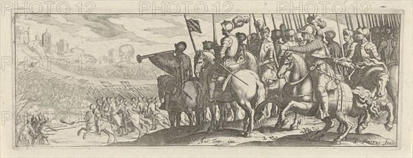 Riders with lances, Simon Frisius, 1595 - 1628