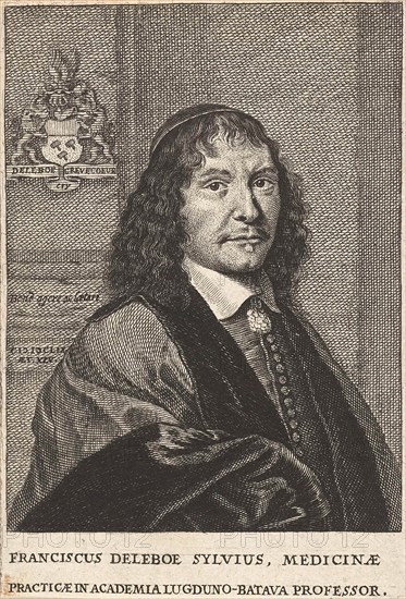Portrait of Franciscus de le BoÃ« Sylvius, Cornelis van Dalen II, print maker: Anonymous, 1659 and or 1659 - 1709