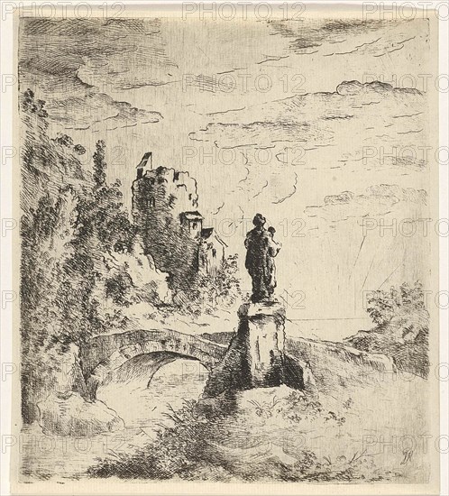 Bridge with statue, baron Reinierus Albertus Ludovicus van Isendoorn à Blois, 1796 - 1856