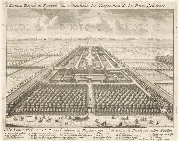 View of the gardens at the House to Nieu Burch in Rijswijk, 1697, Anonymous, Anna Beeck, Staten van Holland en West-Friesland, 1697