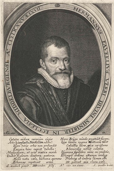 Portrait of Herman Faukelius at the age of 67, print maker: DaniÃ«l van den Bremden, Salomon Mesdach, Anthony de Later, 1631