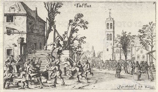 Battle at an inn (touch), Gillis van Scheyndel (I), Johannes Pietersz. Berendrecht, 1618 - 1645