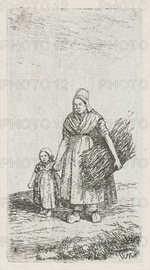 Woman holding a child's hand, Christiaan Wilhelmus Moorrees, 1811 - 1867