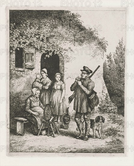 Company for the door of a house, print maker: Christiaan Wilhelmus Moorrees, 1811 - 1867