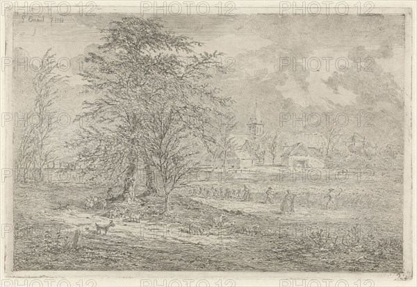 Shepherd in cornfield, Gerardus Emaus de Micault, 1861