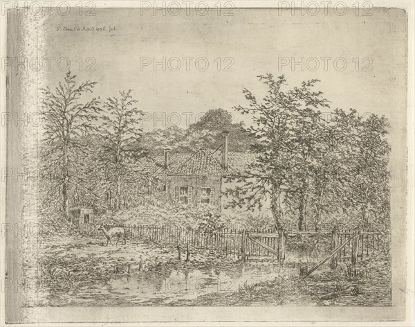 Landscape with deer, Gerardus Emaus de Micault, 1856