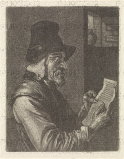 Letter Reading man, Jan van der Bruggen, Jan Verkolje (I), 1659 - 1740