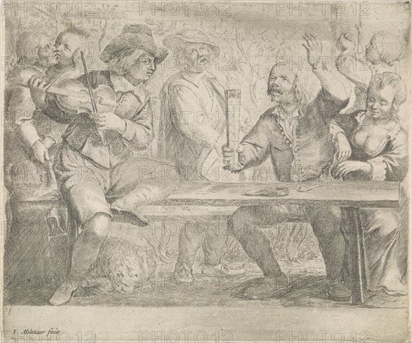 Musicians and drink in a tavern, Jan Miense Molenaer, 1619 - 1708