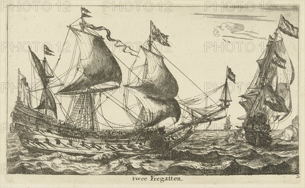 Two Dutch frigates, Anonymous, Reinier Nooms, 1652 - 1714