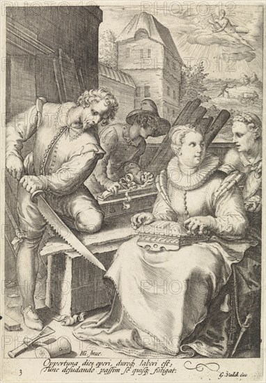 The afternoon, Jan Saenredam, Cornelius Schonaeus, Gerard Valck, 1670 - 1726