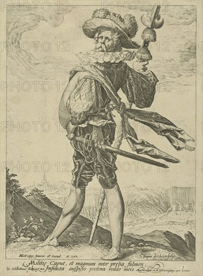Colonel, print maker: Jacob de Gheyn II, Hendrick Goltzius, Wilhelmus Koning, 1587 and/or 1700 - 1725