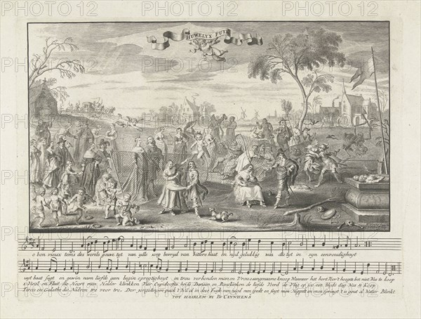 The marriage trap: allegory on the marriage, Cornelis van Dalen II, Adriaen Pietersz. van de Venne, print maker: Anonymous, 1655 - 1779