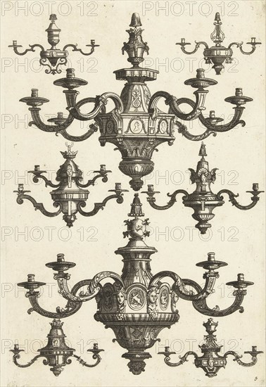 Two large and six small chandeliers, Daniël Marot (I), Anonymous, Anonymous, after 1703 - before 1800
