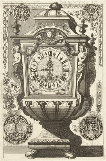 Clock in the form of a rectangular urn, DaniÃ«l Marot (I), Anonymous, Anonymous, after 1706 - before 1800