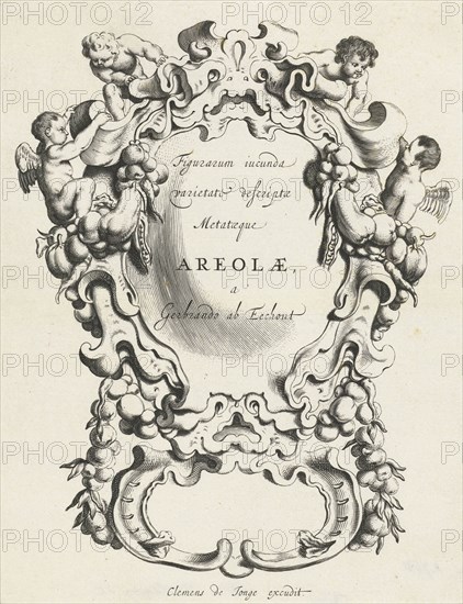 Cartouche with lobe ornament consisting of a large and a small compartment, Michiel Mosijn, Clement de Jonghe, 1640 - 1655