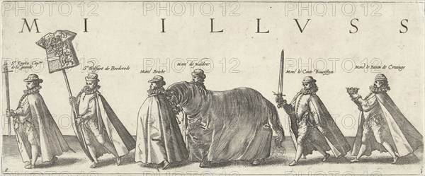 Funeral procession of William of Orange, page 8, print maker: Hendrick Goltzius, Willem Janszoon Blaeu, 1584 and or 1584 - 1638