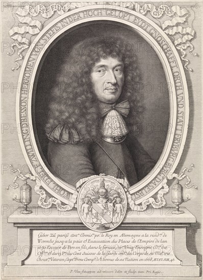 Portrait of Francois Zwilling de Besson at the age of 46, Pieter van Schuppen, Louis XIV King of France, 1676
