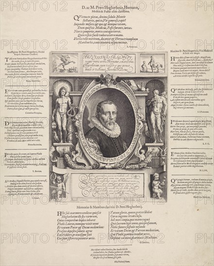Portrait of Peter Hogerbeets, print maker: Jan Saenredam, Karel van Mander I, D. Heynsius, 1599