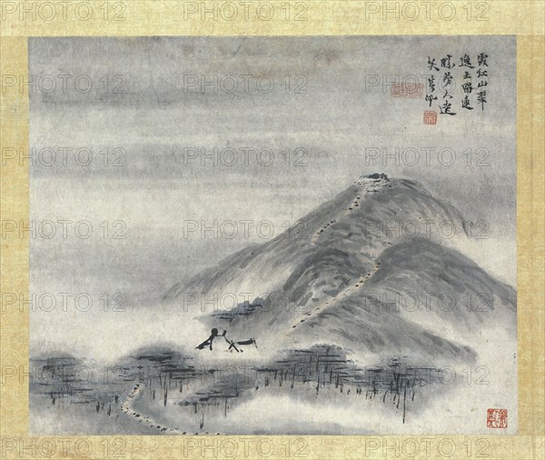 Painting,  art of Chinese finger painting, landscape China, Gao Qipei, 1700 - 1750
