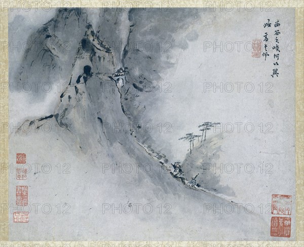 Painting, art of Chinese finger painting, landscape China,  Gao Qipei, 1700 - 1750