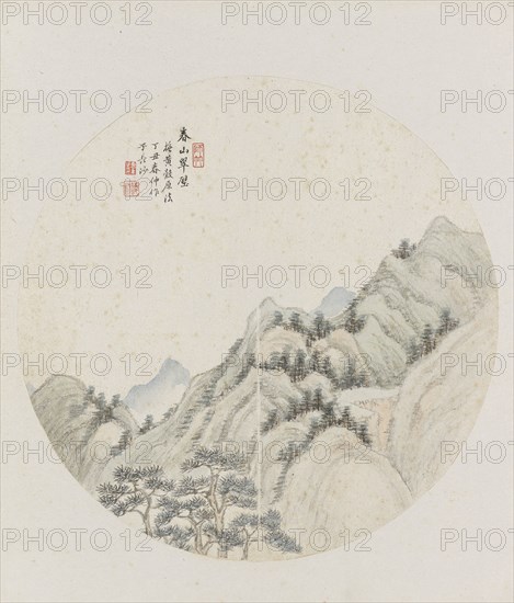 Album page, chinese painting. landscape in China,  Hui Nian, 1850 - 1900