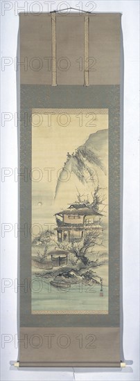 A man looks out the window at the moon, Kishi Ganku, 1800 - 1825, scroll painting China