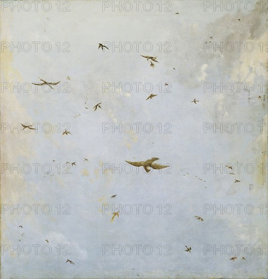 Dolls-house Ceiling-Painting of a Cloudy Sky with Birds, attributed to Nicolaes Piemont, c. 1690 - c. 1709