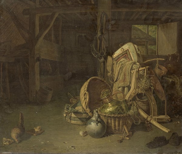 Still Life in a Stable, FranÃ§ois Cornelis Knoll, 1824