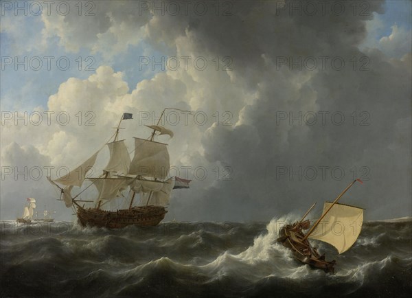 Ships on a Stormy Sea, Johannes Christiaan Schotel, 1826