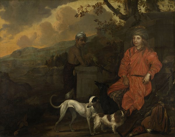 Portrait of Philippus Baldaeus and Gerrit Mossopotam, Johan de la Rocquette, 1668