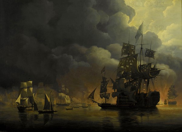 Bombardment of Algiers by the Anglo-Dutch Fleet under Lord Exmouth and Vice-Admiral Jonkheer Theodorus Frederik van Capellen, 27 August 1816, Nicolaas Baur, 1818