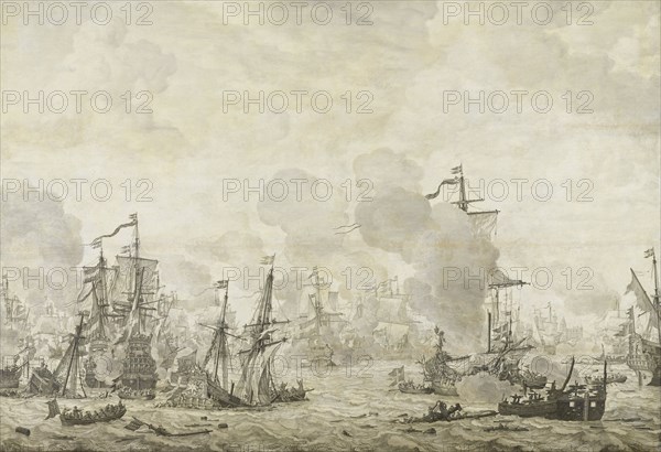 Episode from the Battle between the Dutch and Swedish Fleets in the Sound, 8 November 1658, Willem van de Velde (I), 1658 - 1693