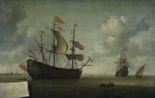 The Taking of the English Flagship The Royal Charles during the  Expedition to Chatham, June 1667 (Raid on the Medway Kent UK) , Jeronymus van Diest (II), 1667 - 1672