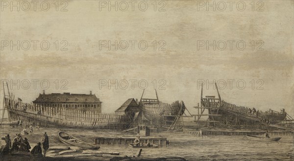 Shipyard of the Admiralty of Amsterdam, The Netherlands, Ludolf Bakhuysen, 1655 - 1660